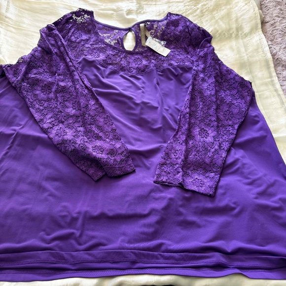 LACE SWEETHEART TOP, RICH PURPLE, SIZE 4X, PENNINGTONS, IN ORIGINAL BAG, TAG ON, - Picture 3 of 8